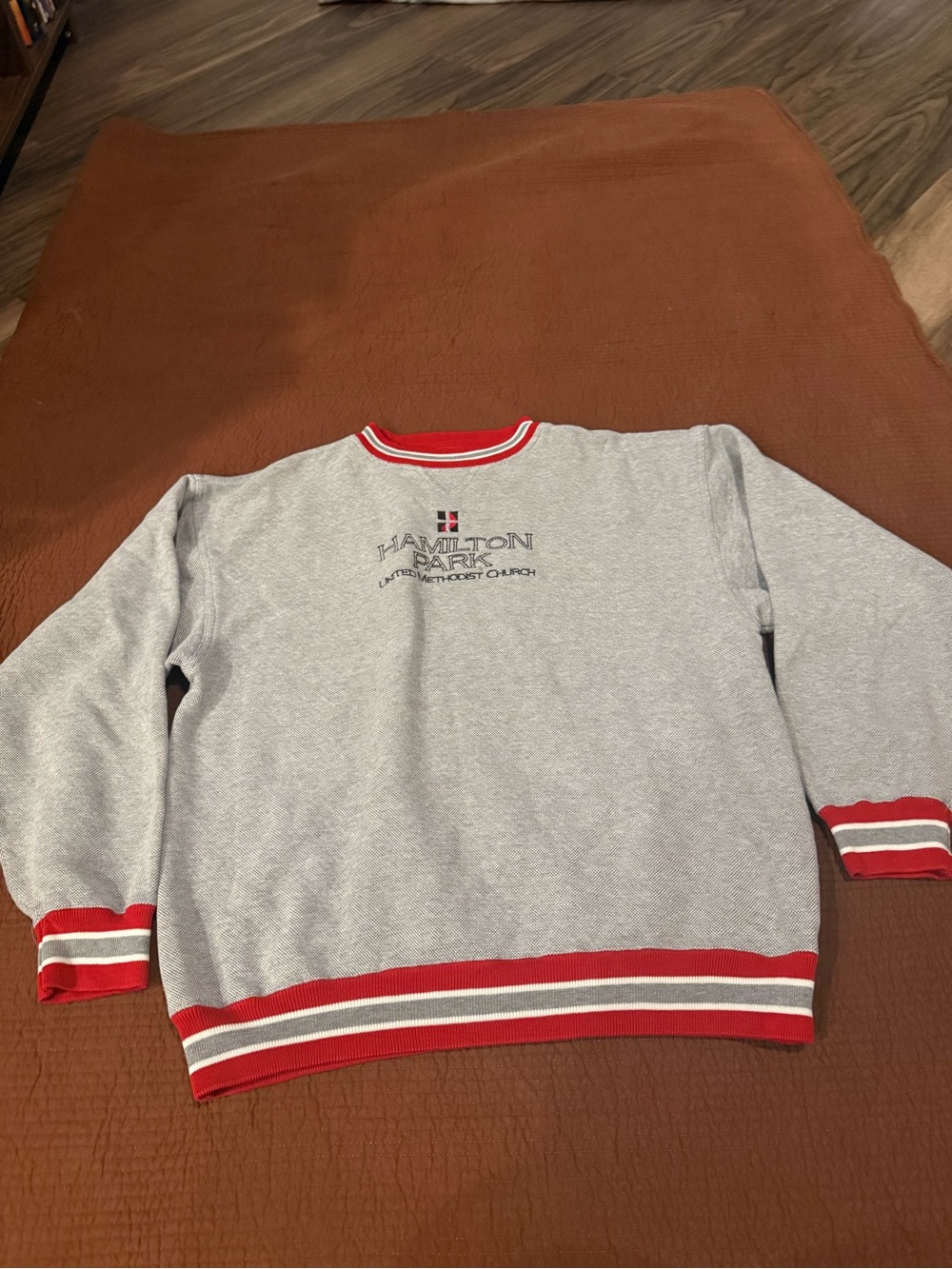 Hamilton Gray Crewneck Sweatshirt with Red Trim